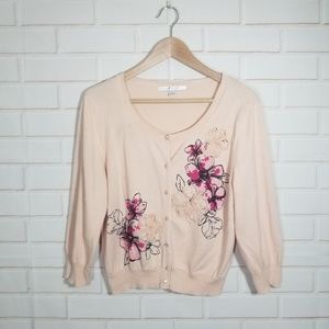 Lauren Conrad Pink Floral Cardigan Size L
